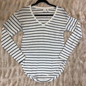 Black and White Stripe Long Sleeve Shirt